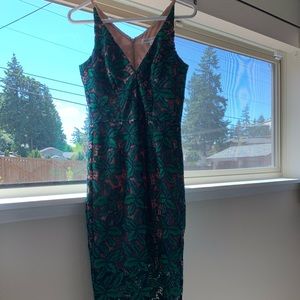 Dress the population aurora lace midi dress